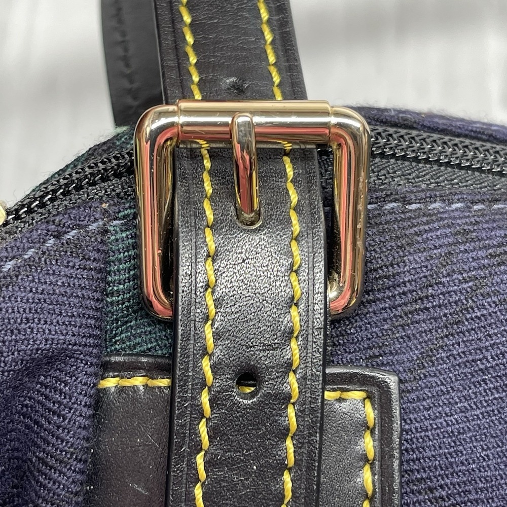 Dooney & Bourke Tartan Large Nina Bag Blue & Green Plaid Canvas Leather Handles - Picture 8 of 16